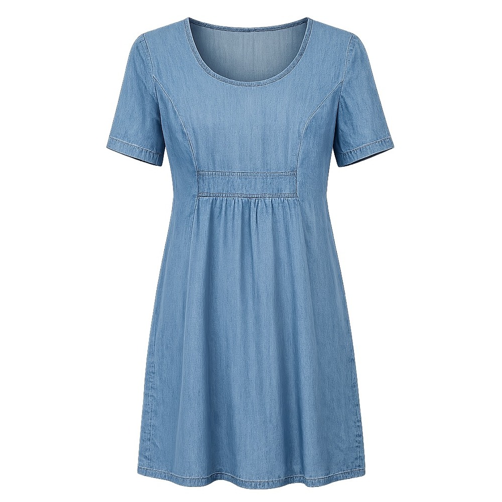 Vtg Tickets Cottagecore Chambray Midi Dress Womens Large Minimalist Slow Fashion